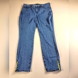 NYDJ Ami Women's Size 12 Blue Denim Lift Tuck Skinny Ankle Jeans zip ankle